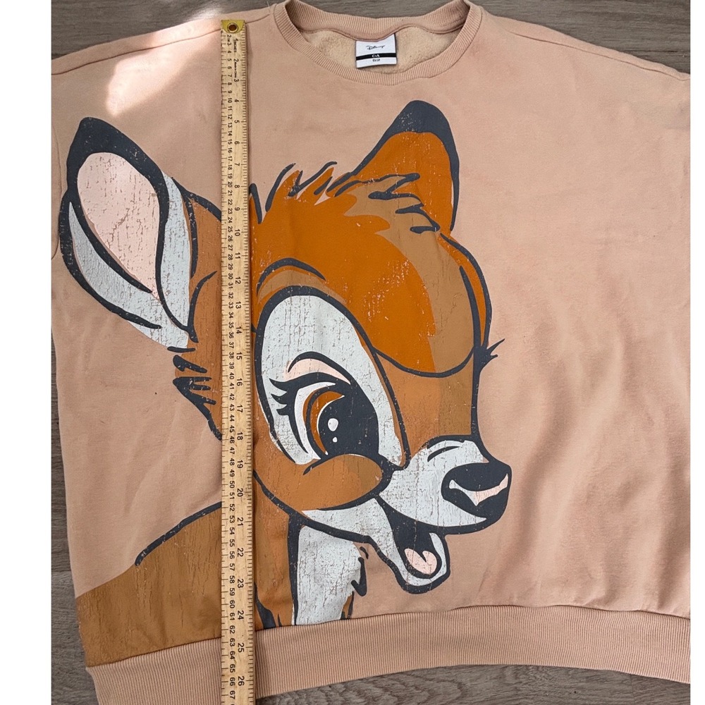 Disney C&A Bambi Graphic Sweatshirt Peach Tan Crew Neck Pullover Size 52